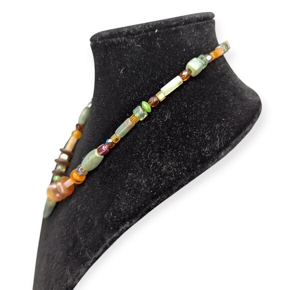 Multicolor Stone Beaded Necklace with Cross Pendant Hook Closure - Picture 7 of 11